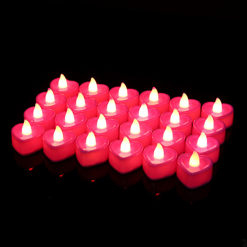 1 Piece Red Electronic Candle Heart-Shaped Night Light LED Romantic Decorations-Jessemade AU