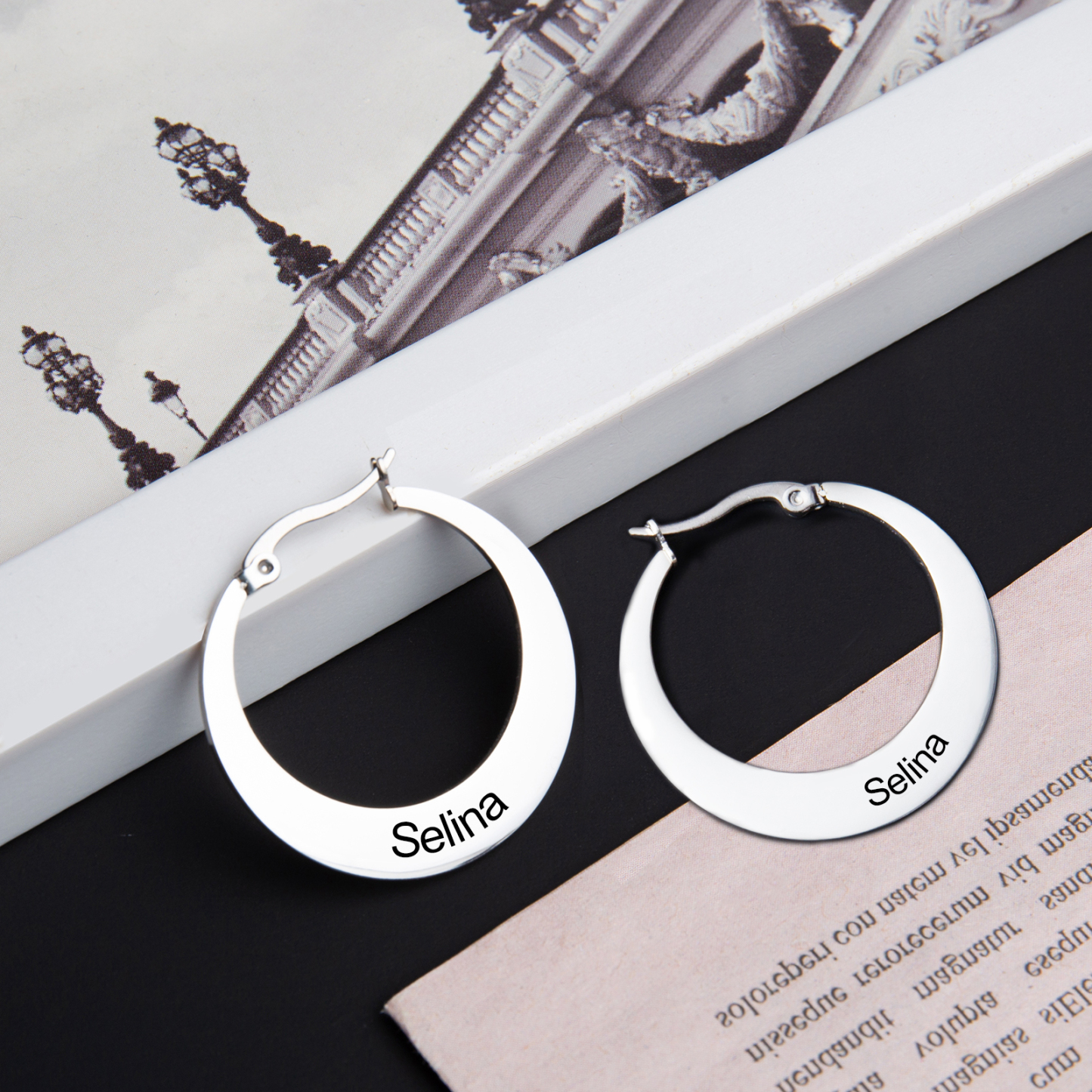 Customised Circle Name Earring Engraved Name Earrings for Her-Jessemade AU