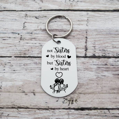 Personalised Photo Keyring Metal Keychain "Not Sisters By Blood But Sisters By Heart" Birthday Gift For Sister/Bestie/Friend-Jessemade AU