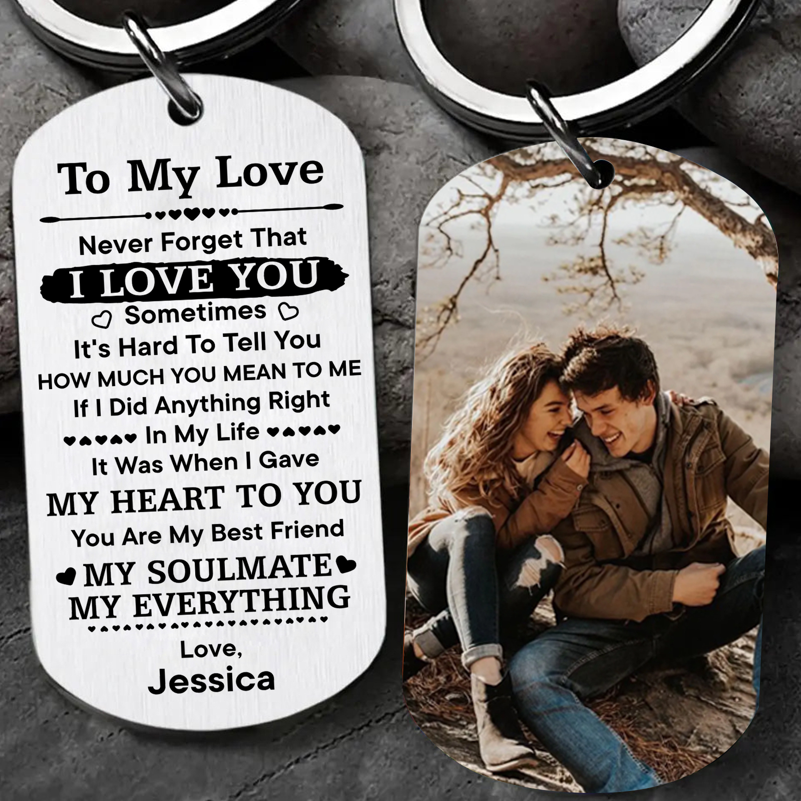To My Love Keyring Custom Photo & Name Couple Keychain Stainless Steel Keychain Valentine's Day Gift for Couples-Jessemade AU