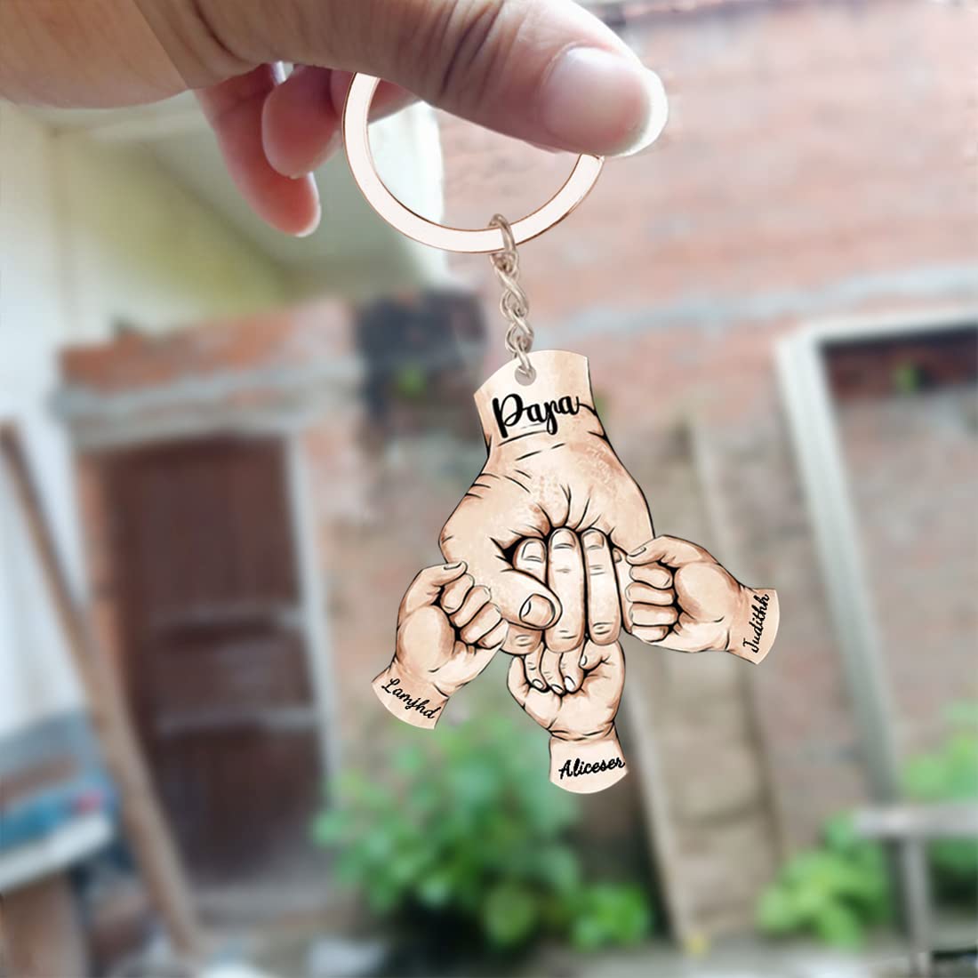 Personalised Fist Bump Keychain Engrave 5 Names Acrylic Keyring Father's Day Gifts-Jessemade AU