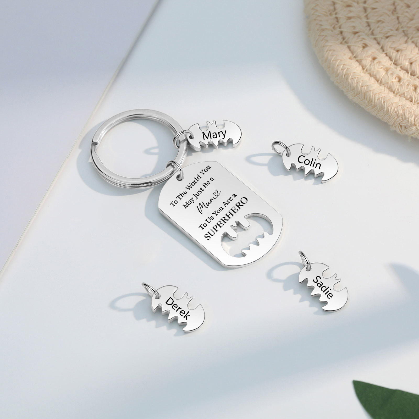 You Are A Superhero Keychain Personalised 4 Names Bat Keychain Engraved Gift for Dad/Grandpa/Grandad/Mom/Mum-Jessemade AU