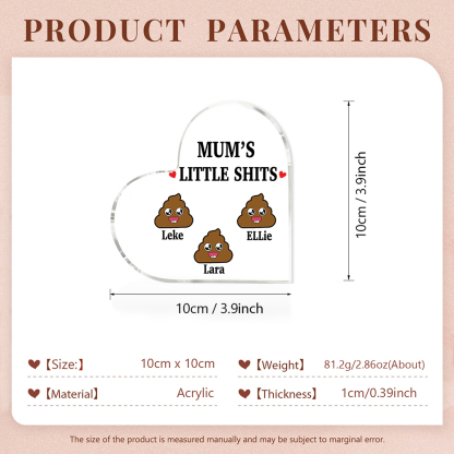 3 Names - Personalised Acrylic Heart Keepsake Custom Name Ornaments Mother's Day Funny Gifts for Mum-Jessemade AU