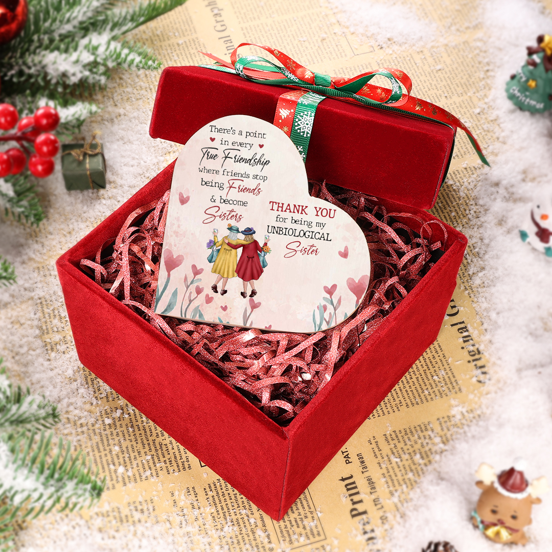 To My Bestie Wooden Heart Candle Holder "Thank you for being my unbiological sister"-Jessemade AU