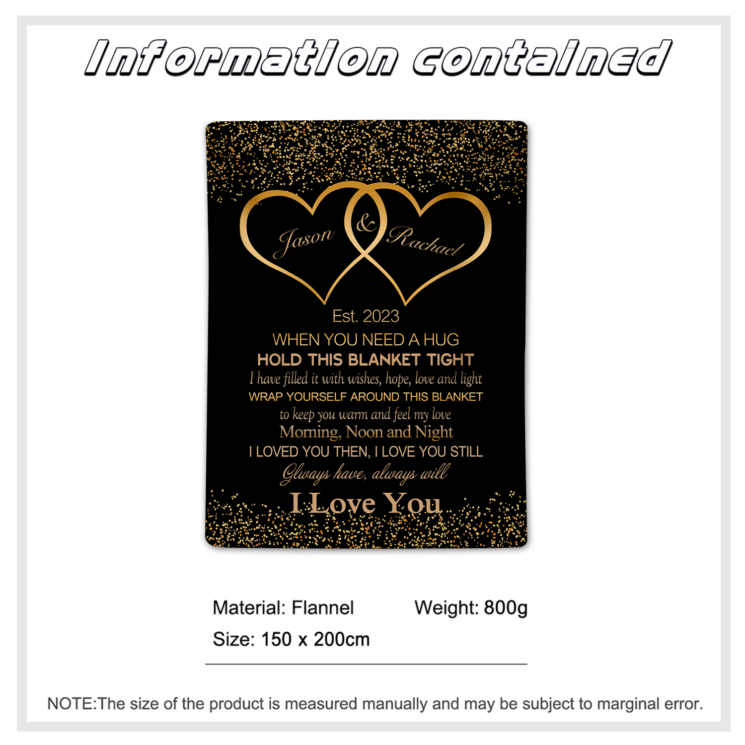 Personalised Couple Blanket Customised 2 Names Blanket Valentine's Day Anniversary Gift for Couples-Jessemade AU