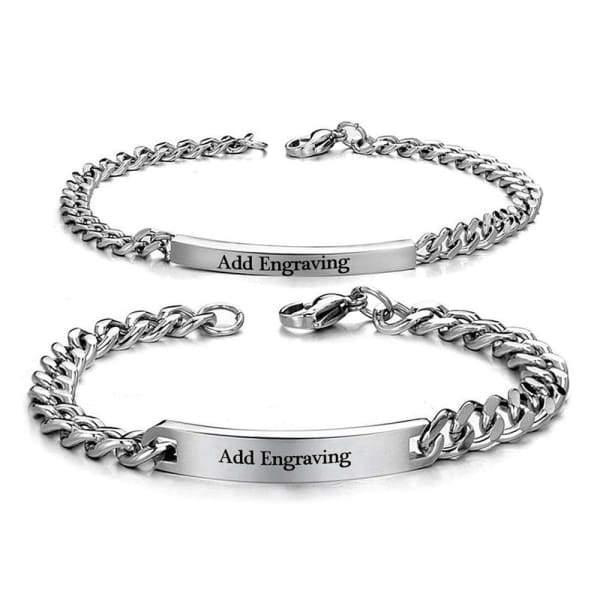 Personalised Cuban Chain Couple Bracelets Custom Names Matching Bracelet Love Gifts-Jessemade AU