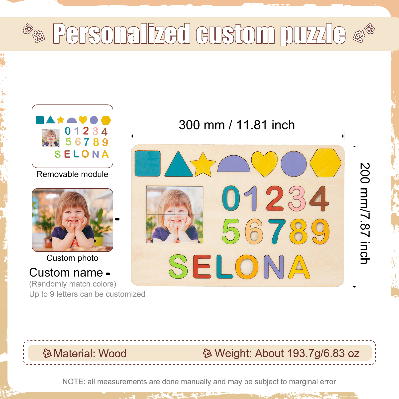 Personalised Kid's Wooden Name Alphabet Puzzle Toy for Toddlers Early Learning Child Toy-Jessemade AU