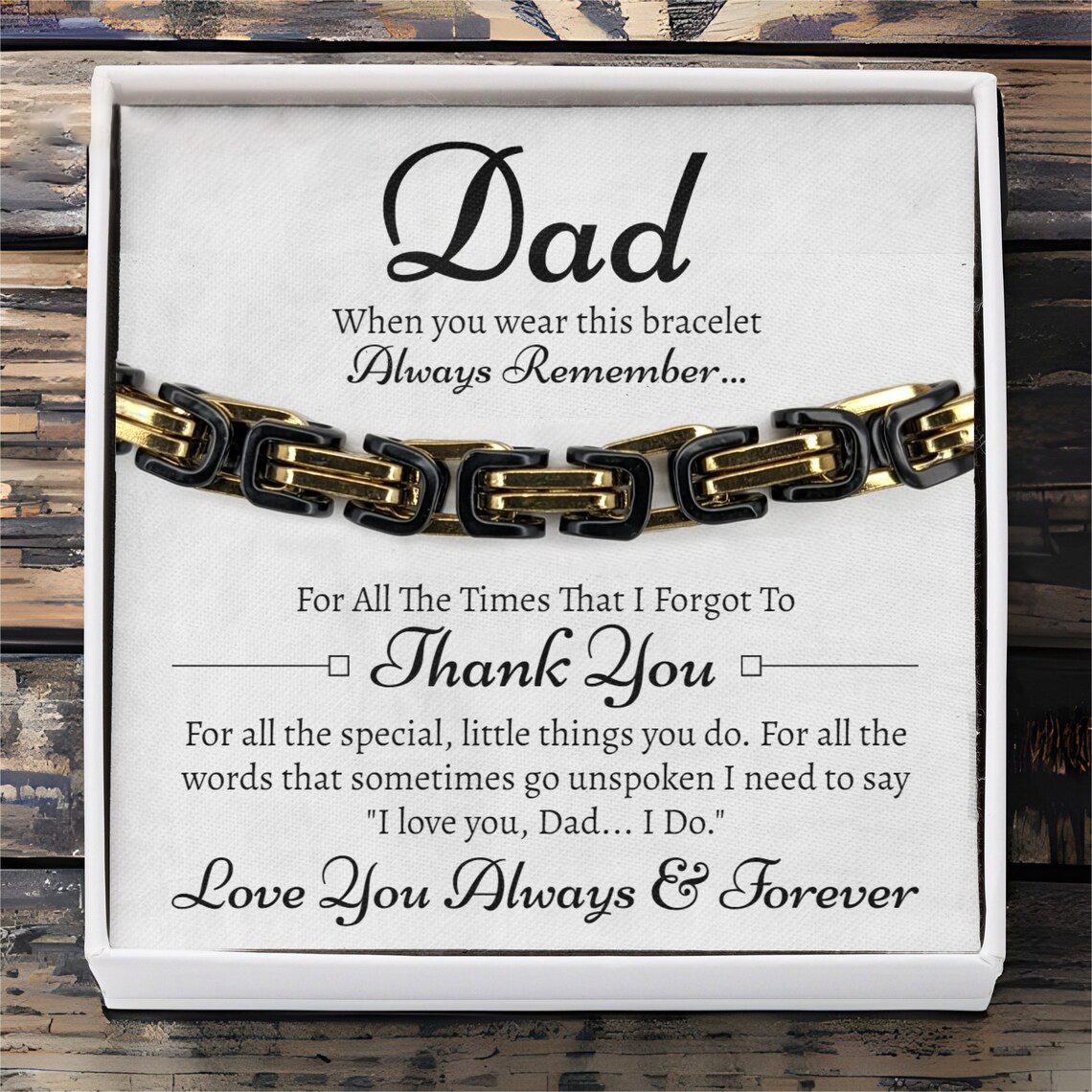 Father's Day Gifts Cuban Link Bracelet Stainless Steel Bracelet I Love You, Dad Sentimental Gift-Jessemade AU