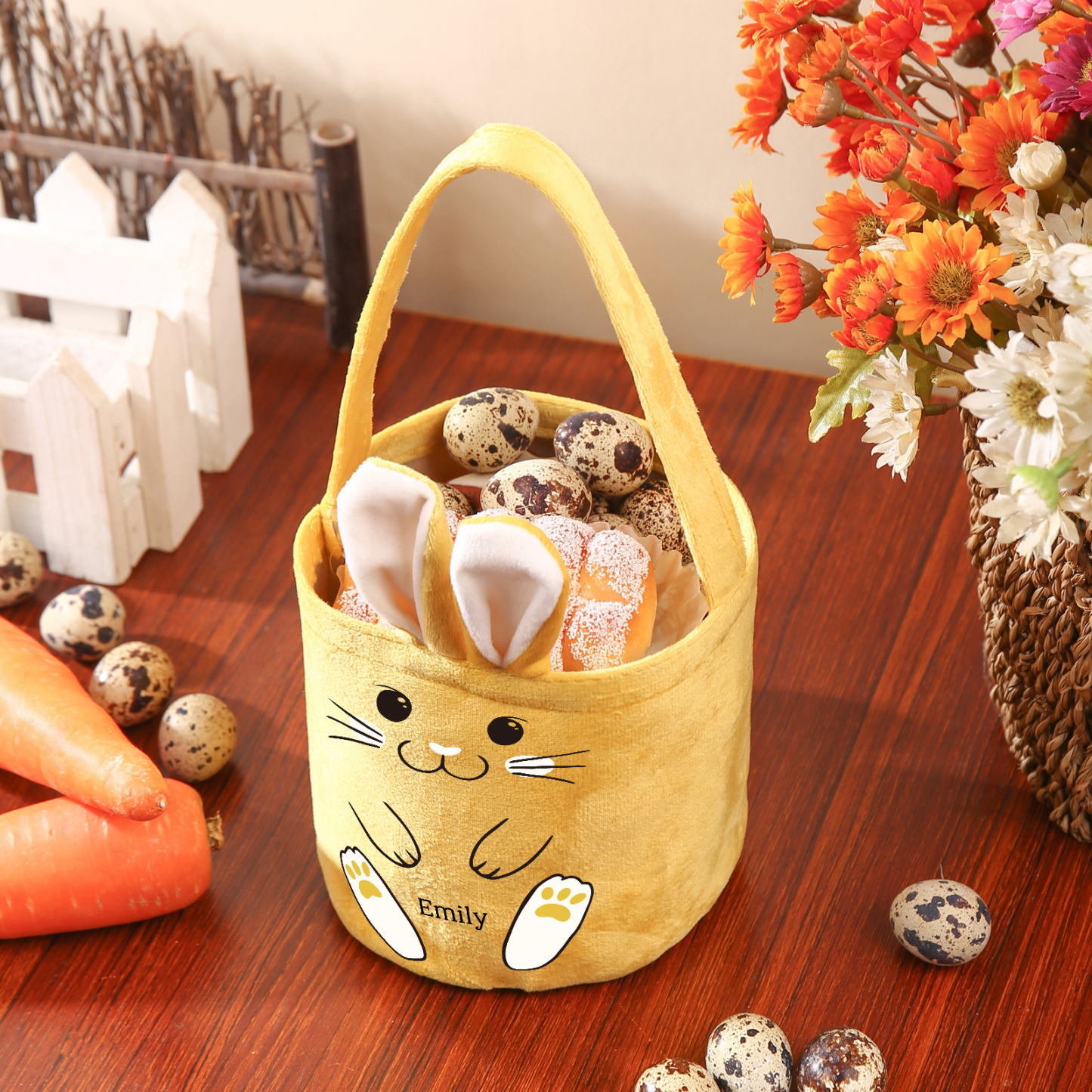 Personalised Bunny Tote Bag Customised With Name Bucket Bag Bunny Basket Easter Gifts-Jessemade AU