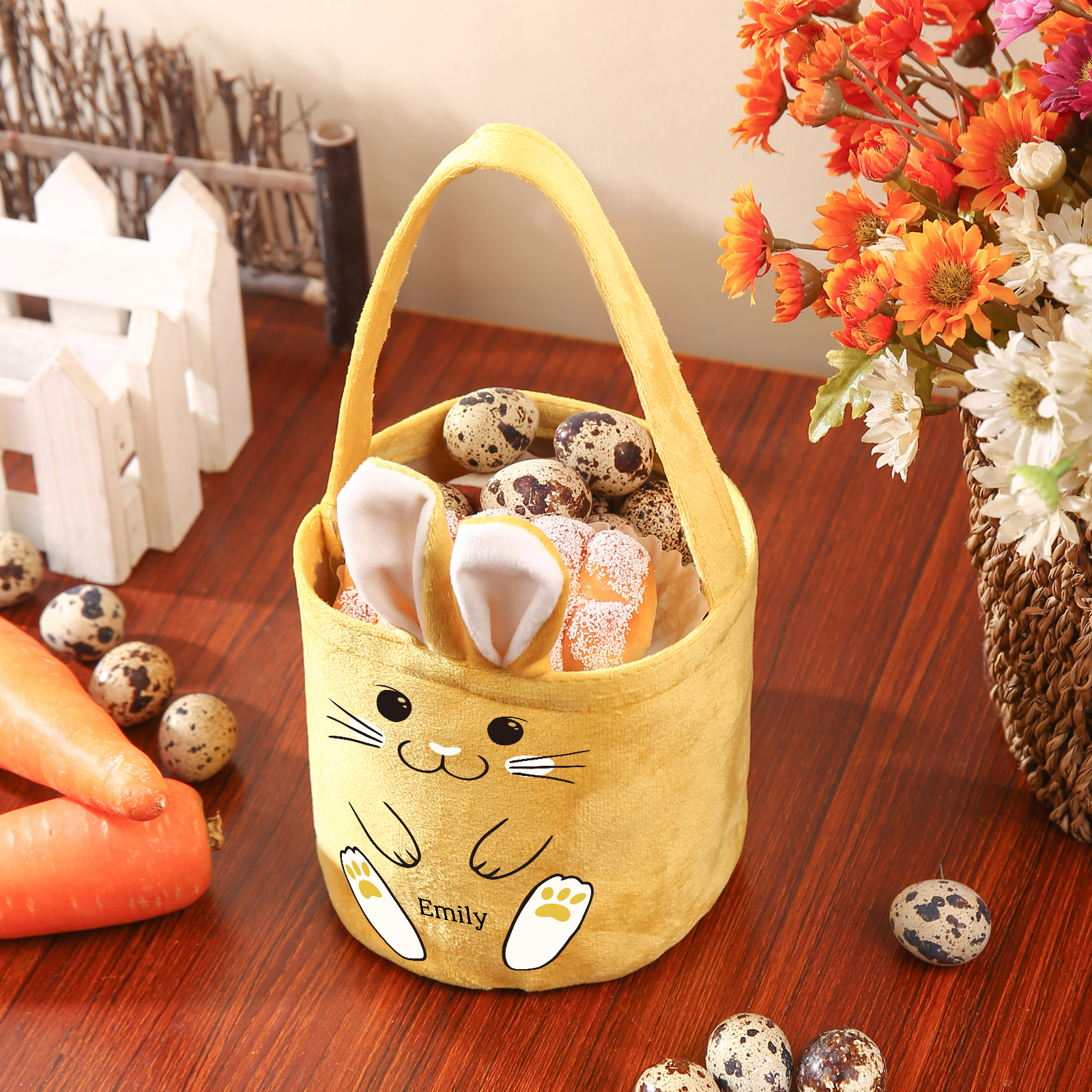 Personalised Bunny Tote Bag Customised With Name Bucket Bag Bunny Basket Easter Gifts-Jessemade AU