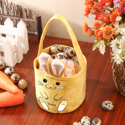 Personalised Bunny Tote Bag Customised With Name Bucket Bag Bunny Basket Easter Gifts-Jessemade AU