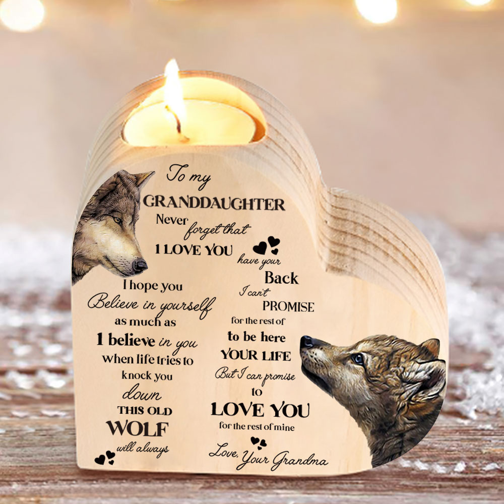 To My Granddaughter Wooden Heart Candle Holder "love you for the rest of mine"-Jessemade AU