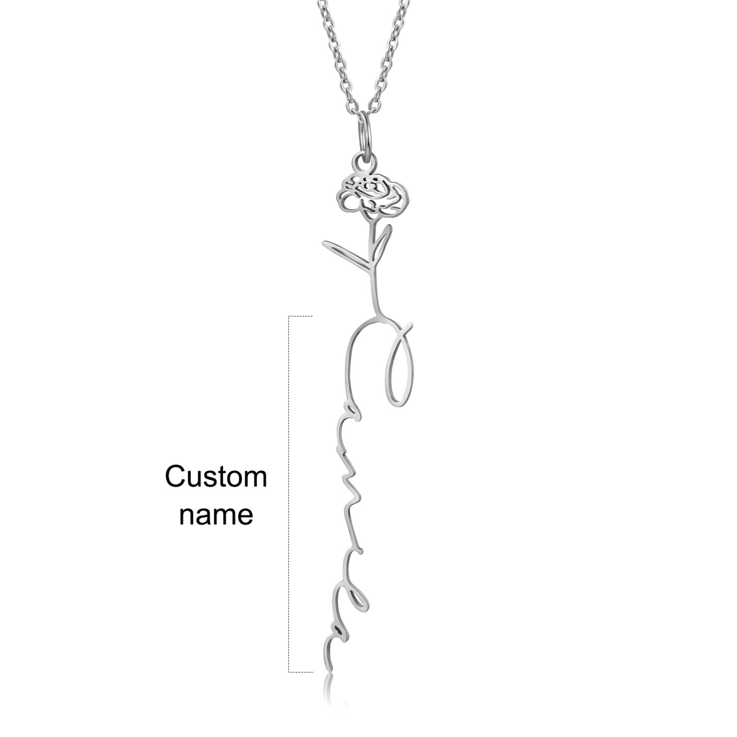 Personalised Birthflower Necklace Custom 1 Name Necklace Gift For Women-Jessemade AU