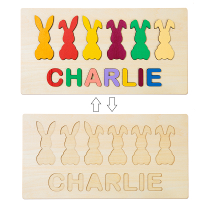 Jessemade Bunny Name Puzzles Personalised Easter Educational Toys for Toddlers Children Gifts-Jessemade AU