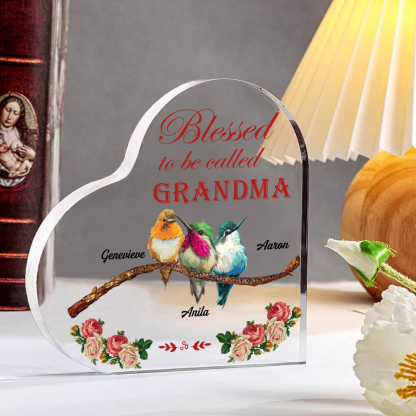 Acrylic Heart Keepsake Custom 4 Names Birds Decor Personalised Gifts for Grandma Mum-Jessemade AU