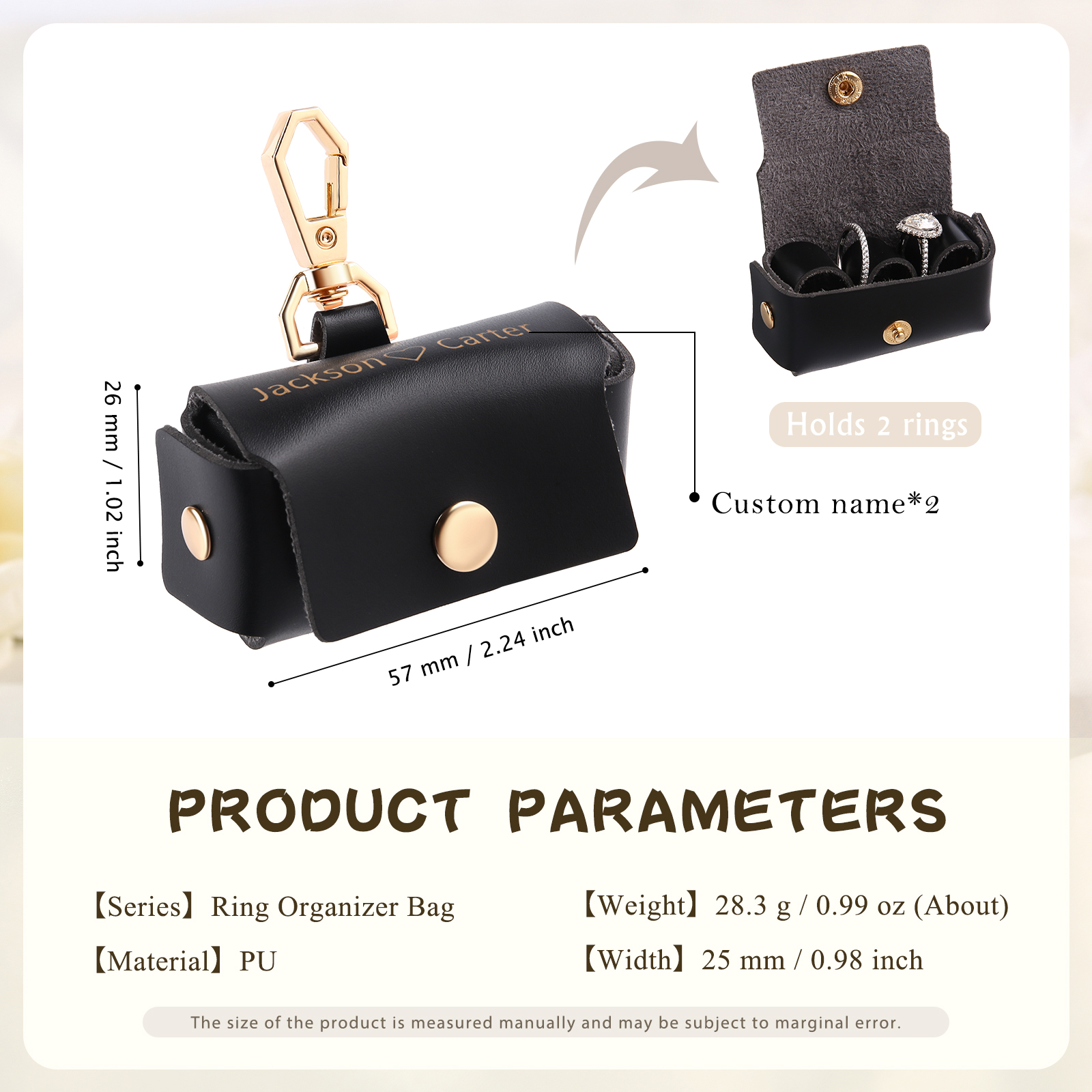 Personalised 2 Names Exquisite Jewelry Box Hold 2 Rings Gift Box Gift Packaging Box-Jessemade AU