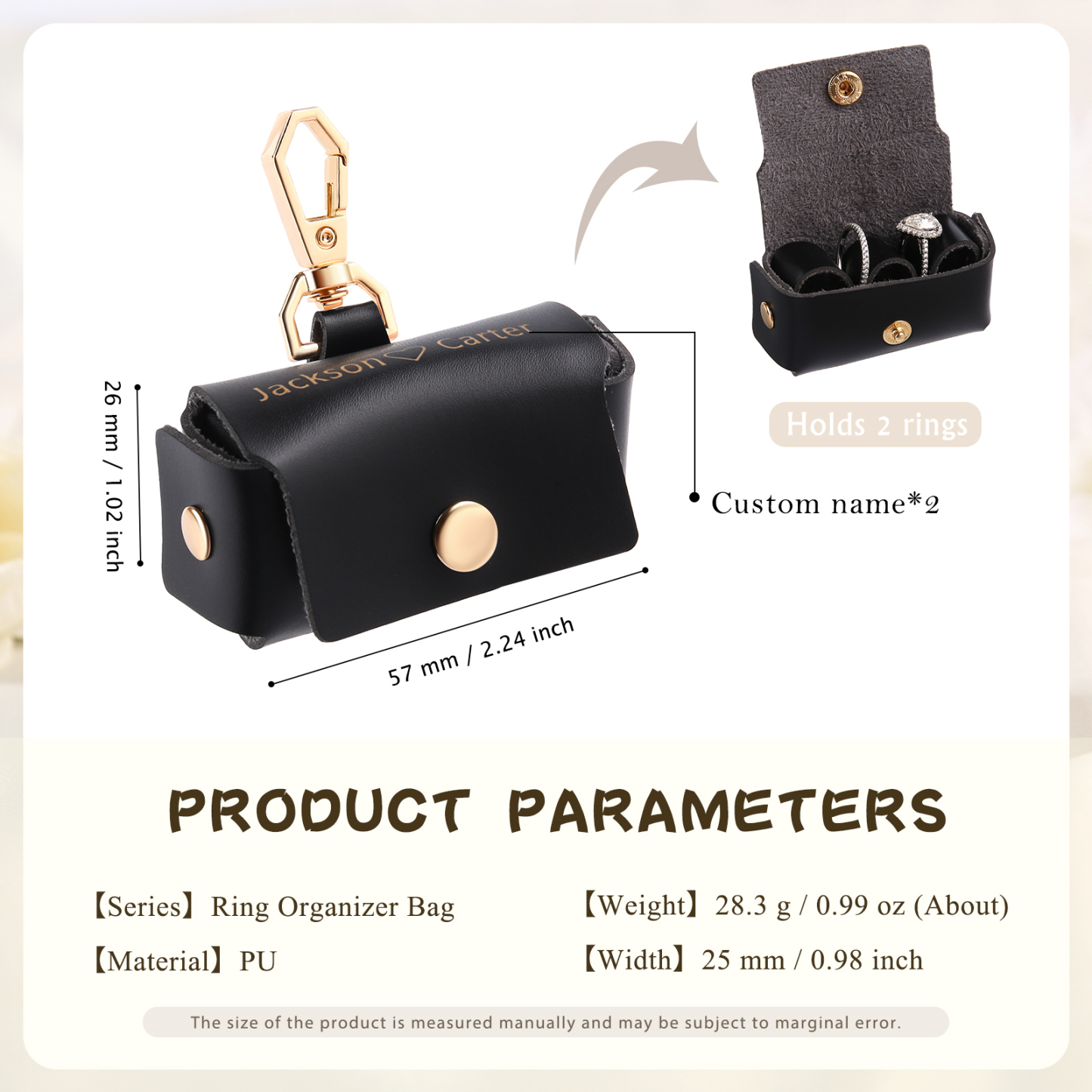 Personalised 2 Names Exquisite Jewelry Box Hold 2 Rings Gift Box Gift Packaging Box-Jessemade AU