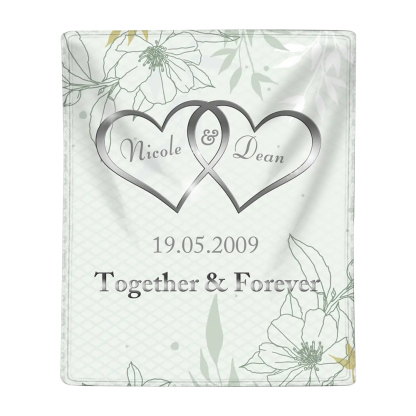 Green Personalised Couple Blanket Customised 2 Names & Date & Text Blanket Heart Valentine's Day Gifts for Him/Her-Jessemade AU