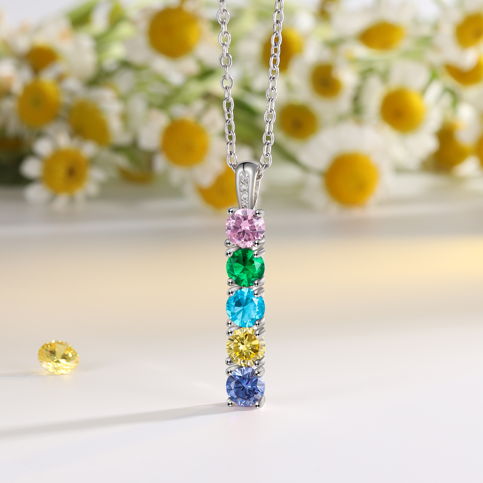 Family Birthstone Necklace Personalised 5 Stones Family Tribal Necklace for Her-Jessemade AU
