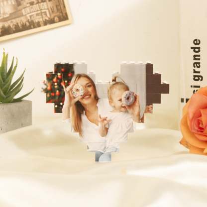 Customised Heart Shape Building Blocks Puzzle Personalised Photo Brick Square Shape Puzzle Kids Couple BBF Family Gift-Jessemade AU