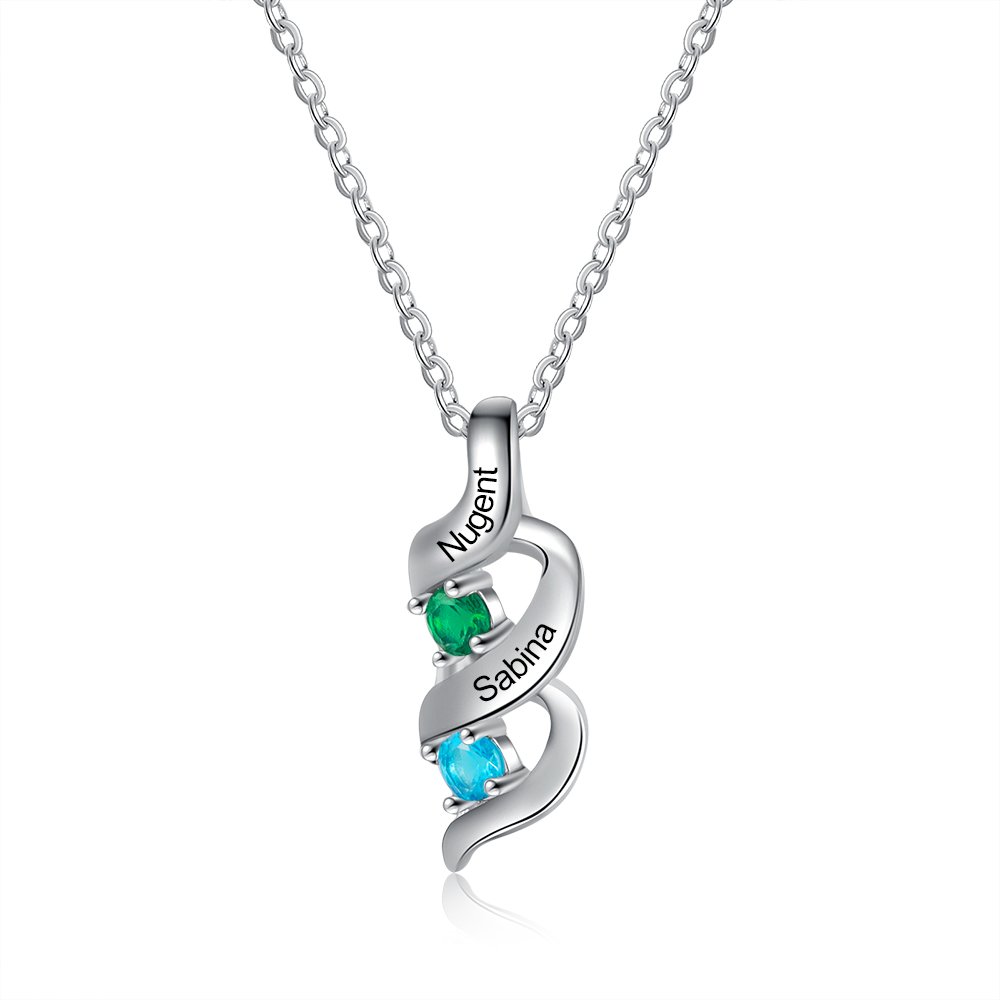 S925 Family Necklace Customised Necklace Cascading Pendant with 2-7 Birthstones Engraving Names Gifts for Her-Jessemade AU