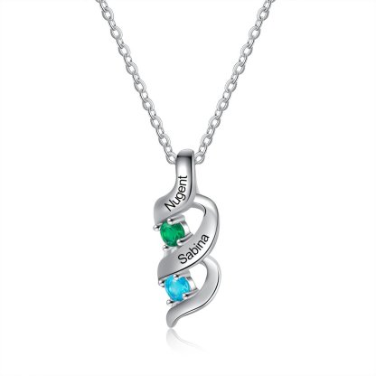 S925 Family Necklace Customised Necklace Cascading Pendant with 2-7 Birthstones Engraving Names Gifts for Her-Jessemade AU