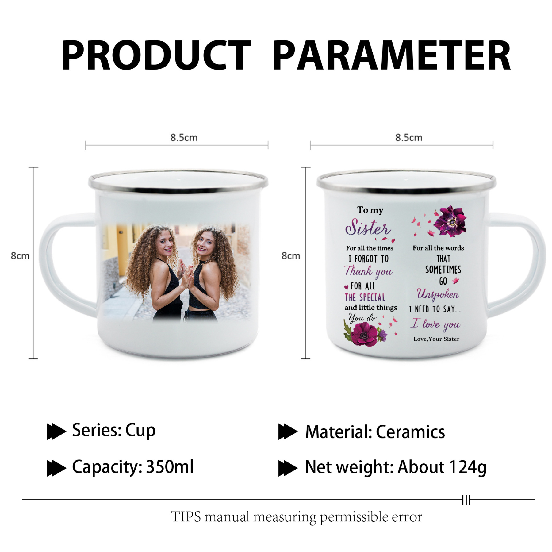 To My Sister Photo Mugs Enamel Violets Cup Personalised Gifts for Sisters - For All The Times I Forgot To Thank You-Jessemade AU