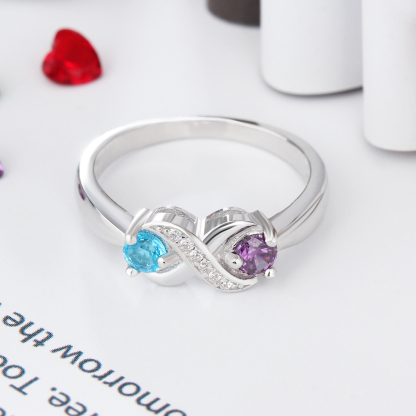 Family Ring Promise Ring Personalised 2 Birthstones Ring With Names Gifts for Her-Jessemade AU