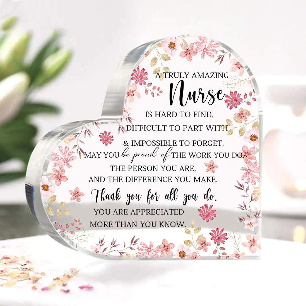 Acrylic Heart Keepsake Flower Ornaments Gifts for Nurses - You Are Appreciated More Than You Know-Jessemade AU