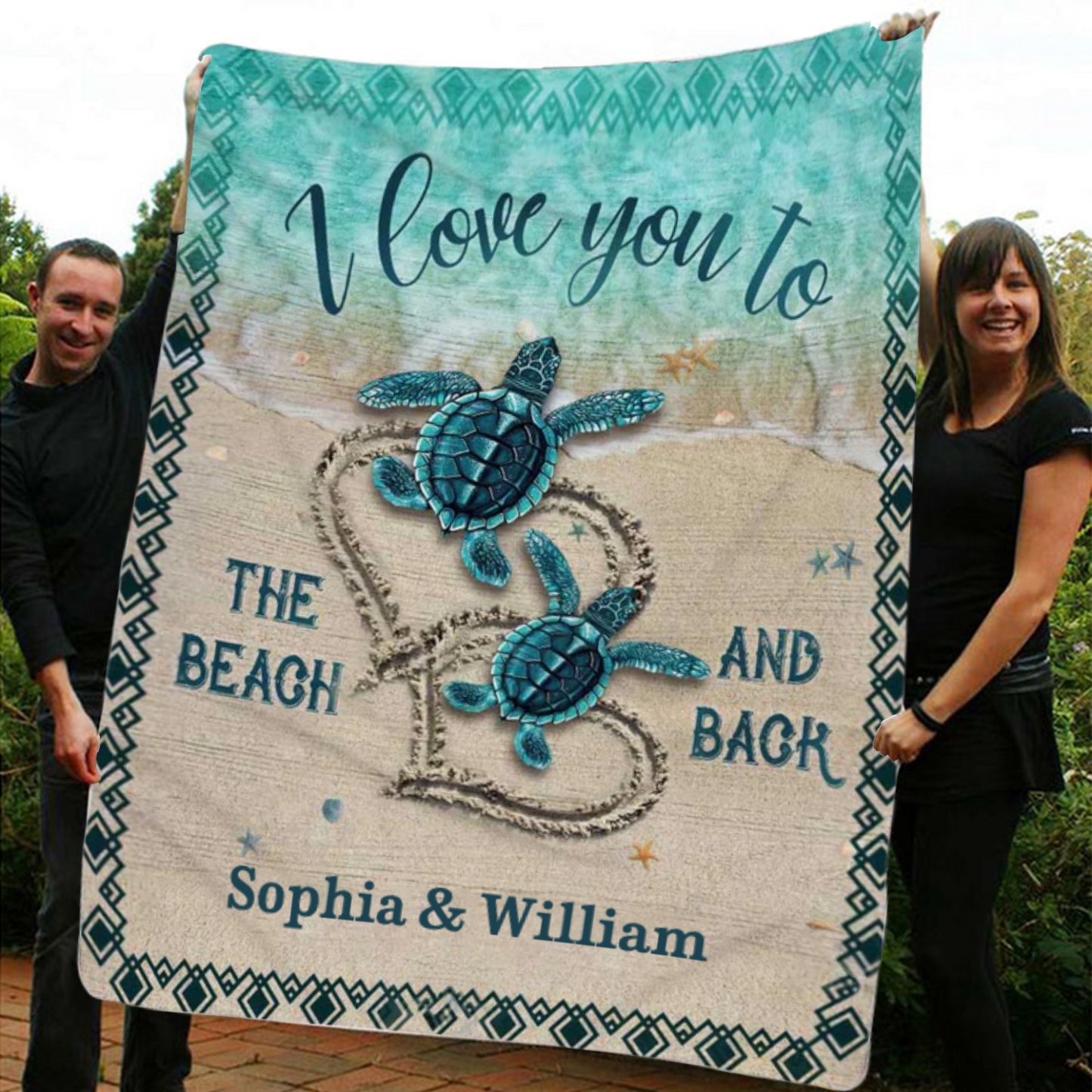 Personalised Couple Blanket Engrave Name Sweet Gift "I love you to the beach and back"-Jessemade AU