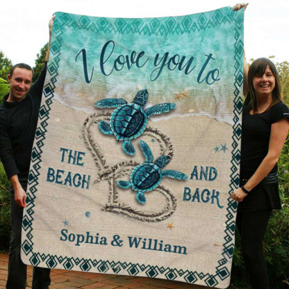Personalised Couple Blanket Engrave Name Sweet Gift "I love you to the beach and back"-Jessemade AU