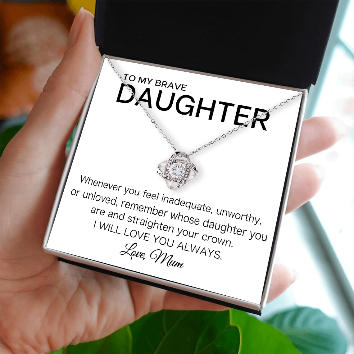 To My Brave Daughter Love Knot Necklace Mum to Daughter Necklace Special Birthday Gift for Daughter - I Will Love You Always-Jessemade AU