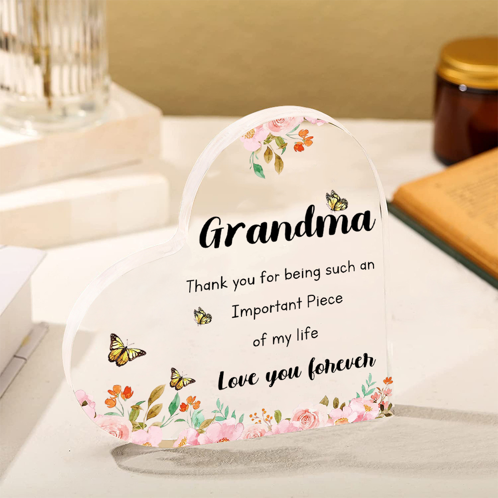Grandma Gifts from Grandchildren Acrylic Heart Keepsake for Grandma - Grandma Love you forever-Jessemade AU