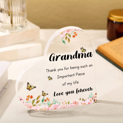 Grandma Gifts from Grandchildren Acrylic Heart Keepsake for Grandma - Grandma Love you forever-Jessemade AU