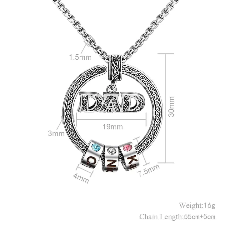 Dad Necklace Personalised Circle Men Necklace with Birthstones Engraved 4 Names Gifts For Father-Jessemade AU