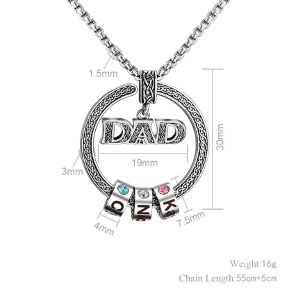 Dad Necklace Personalised Circle Men Necklace with Birthstones Engraved 4 Names Gifts For Father-Jessemade AU