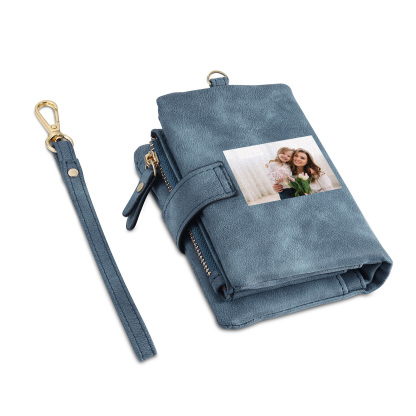 Personalised Women's Leather Wallet Custom Birthday Flower & Name & Photo Wallet Gift for Her