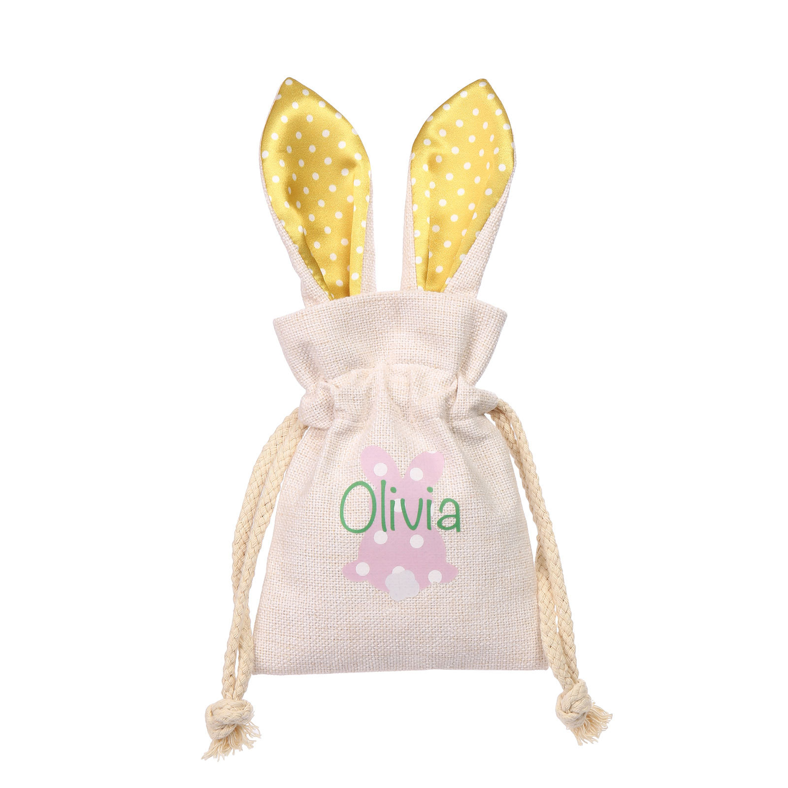 Personalised Bunny Tote Bag Customised with Name Bunny Drawstring Bag Easter Gifts-Jessemade AU