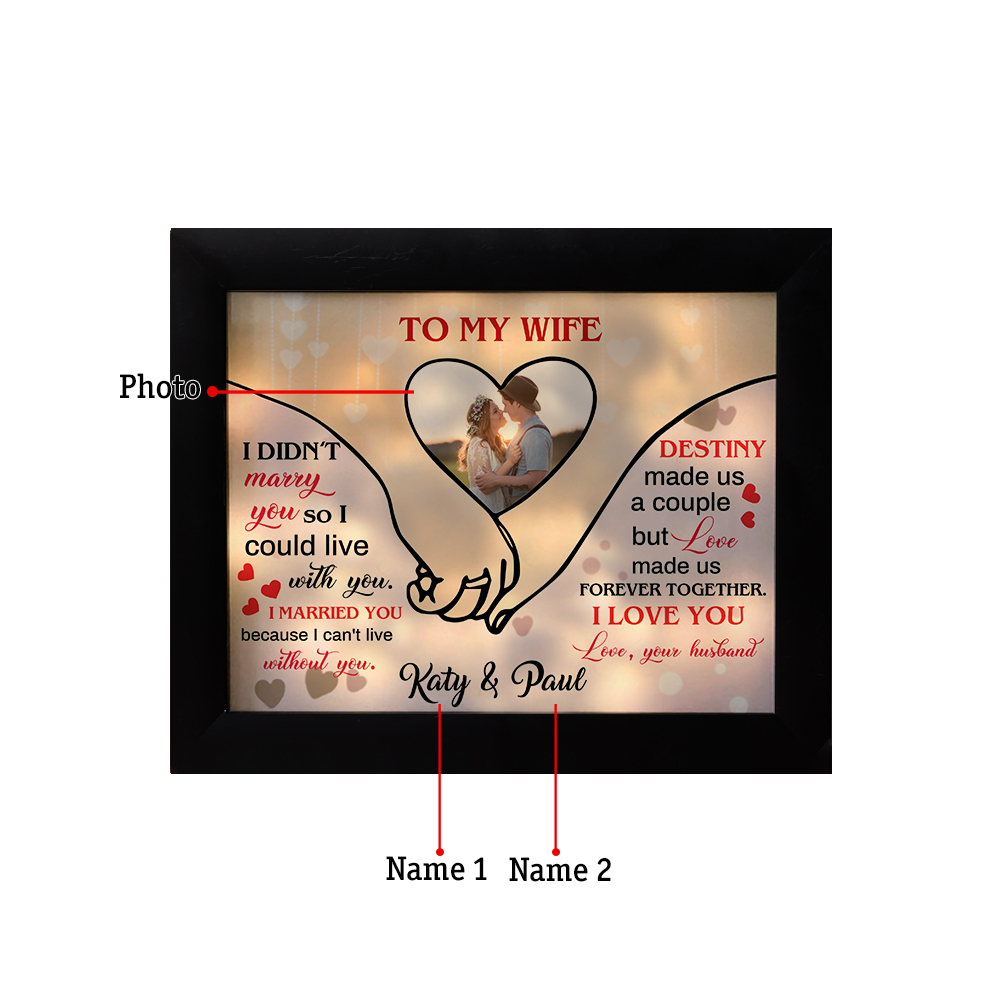 To My Wife Personalised Photo Frame Custom 2 Names Frame With Night Light Anniversary Gift For Her-Jessemade AU