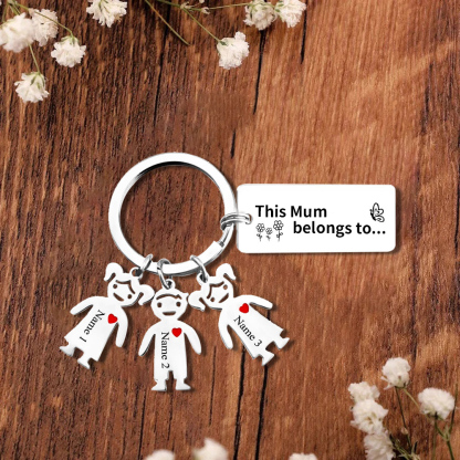 3 Names - Personalised Keychain with Kid Charms Engraved Names Keyring Mother's Day Gift for Mum/Nan-Jessemade AU