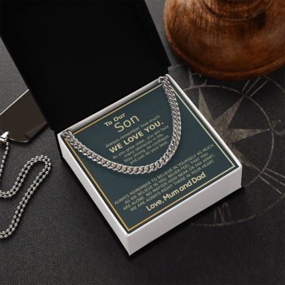 To Our Son Necklace Cuban Link Chain Necklace Gift Set - Always Remember How Much We Love You-Jessemade AU