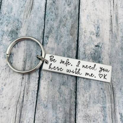 Be Safe I Need You Here With Me Keychain Custom Initial Couple Keychain-Jessemade AU