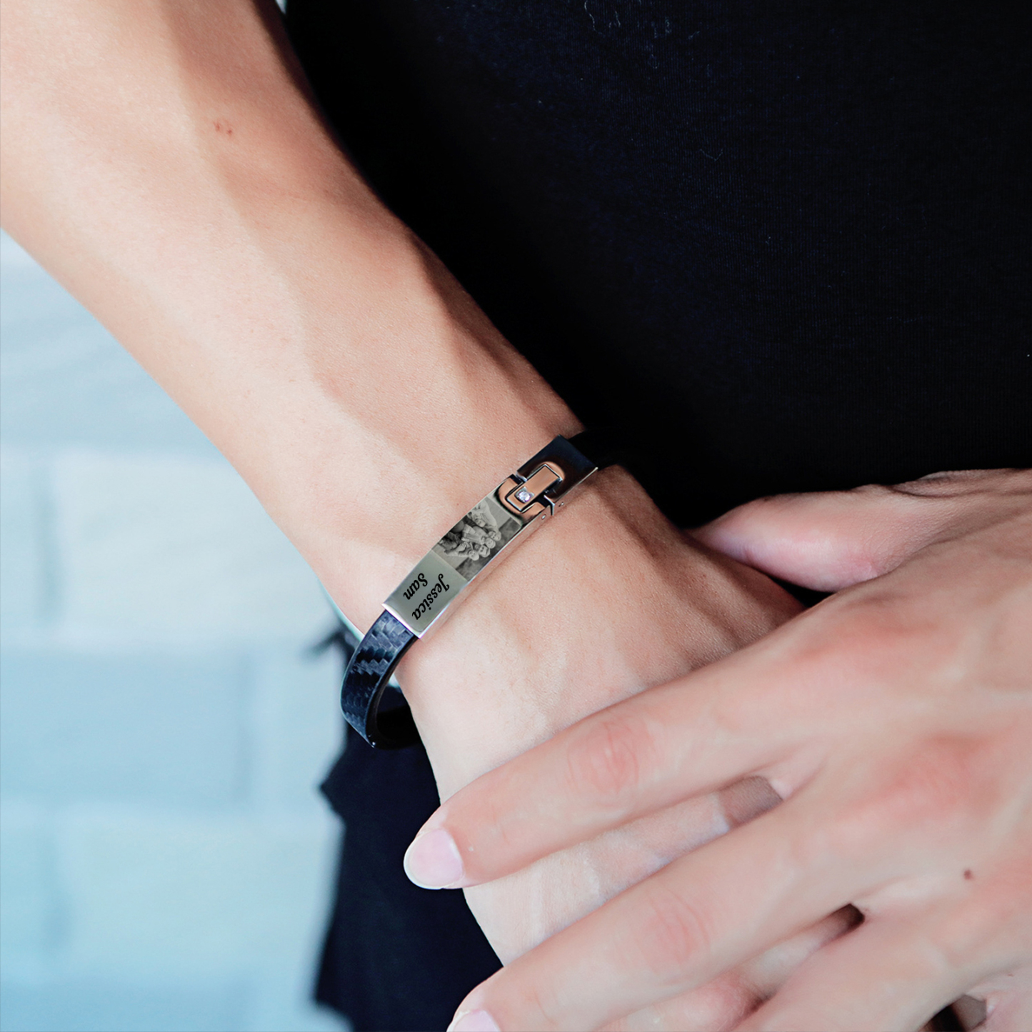 Personalised Photo Bracelet Custom Leather Men's Bracelet Bangle Gifts For Him-Jessemade AU