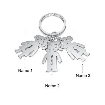 Personalised Kids Charm Keychain Custom 5 Names Key Chain Gifts For Mother-Jessemade AU