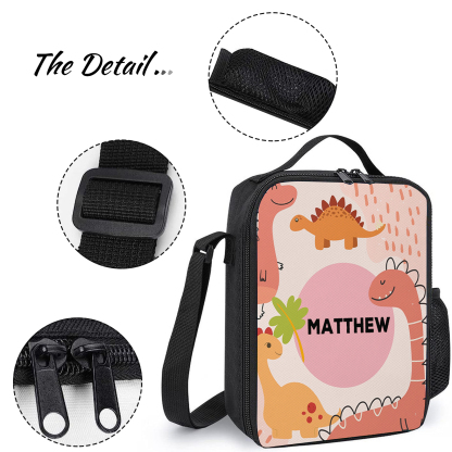 Custom Name Lunch Bag Personalised Pink Dinosaur Lunch Box Gifts for Kids-Jessemade AU
