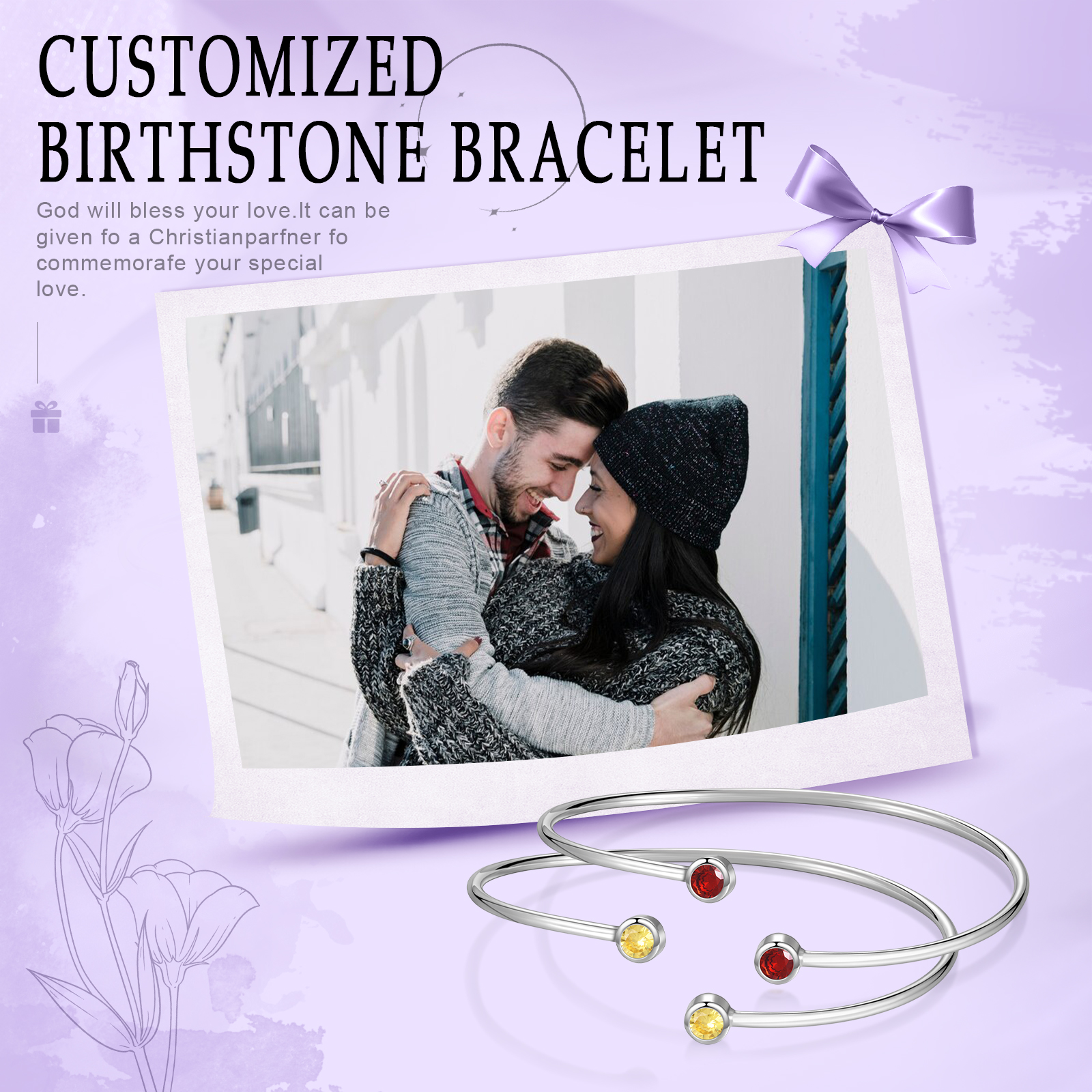 Personalised Women's Bracelet Customised with 4 Birthstones Bracelet Birthday Gift for Women Girls-Jessemade AU