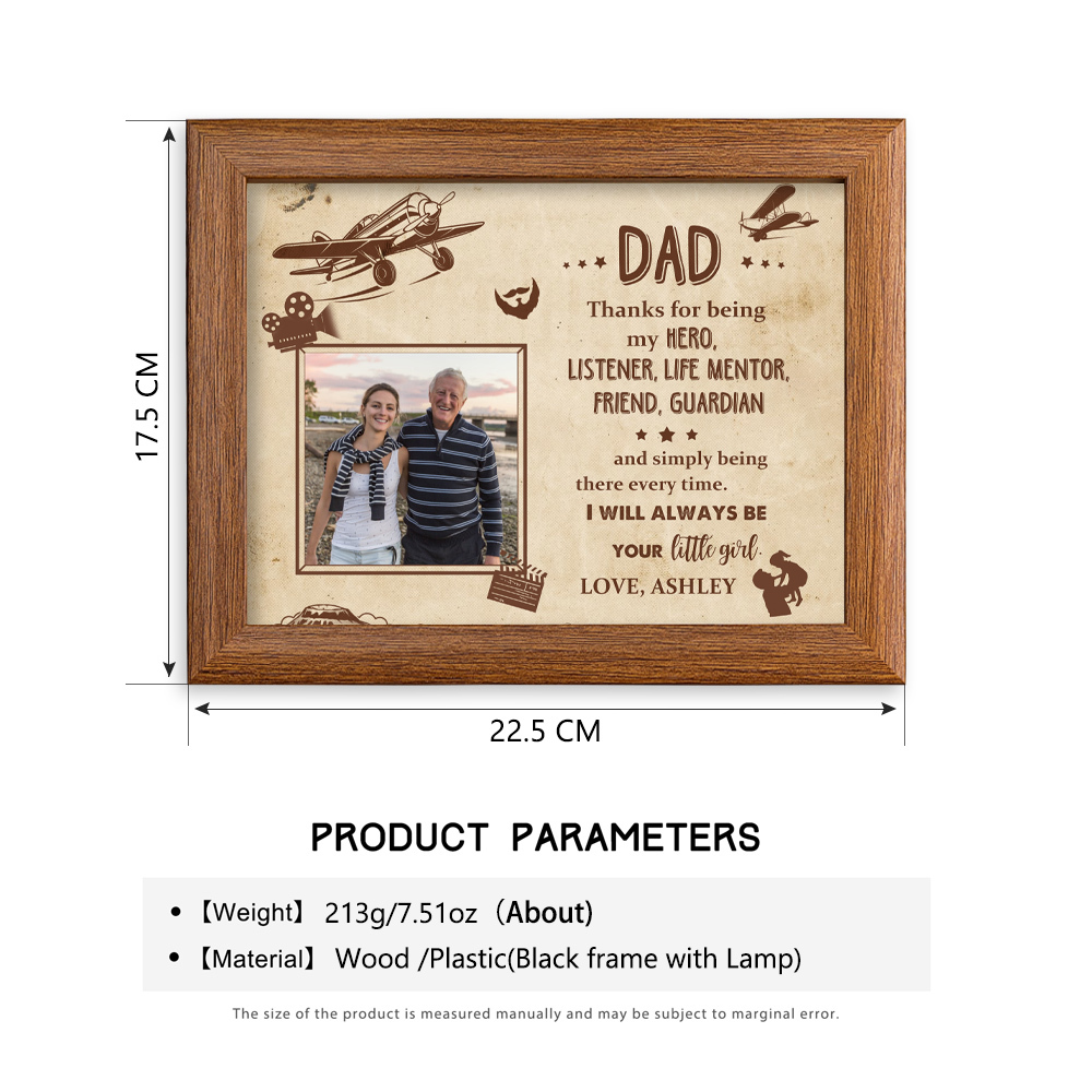 Personalised Father Photo Frames With Light Custom Photos Home Decor Gifts-Thanks for being my HERO-Jessemade AU