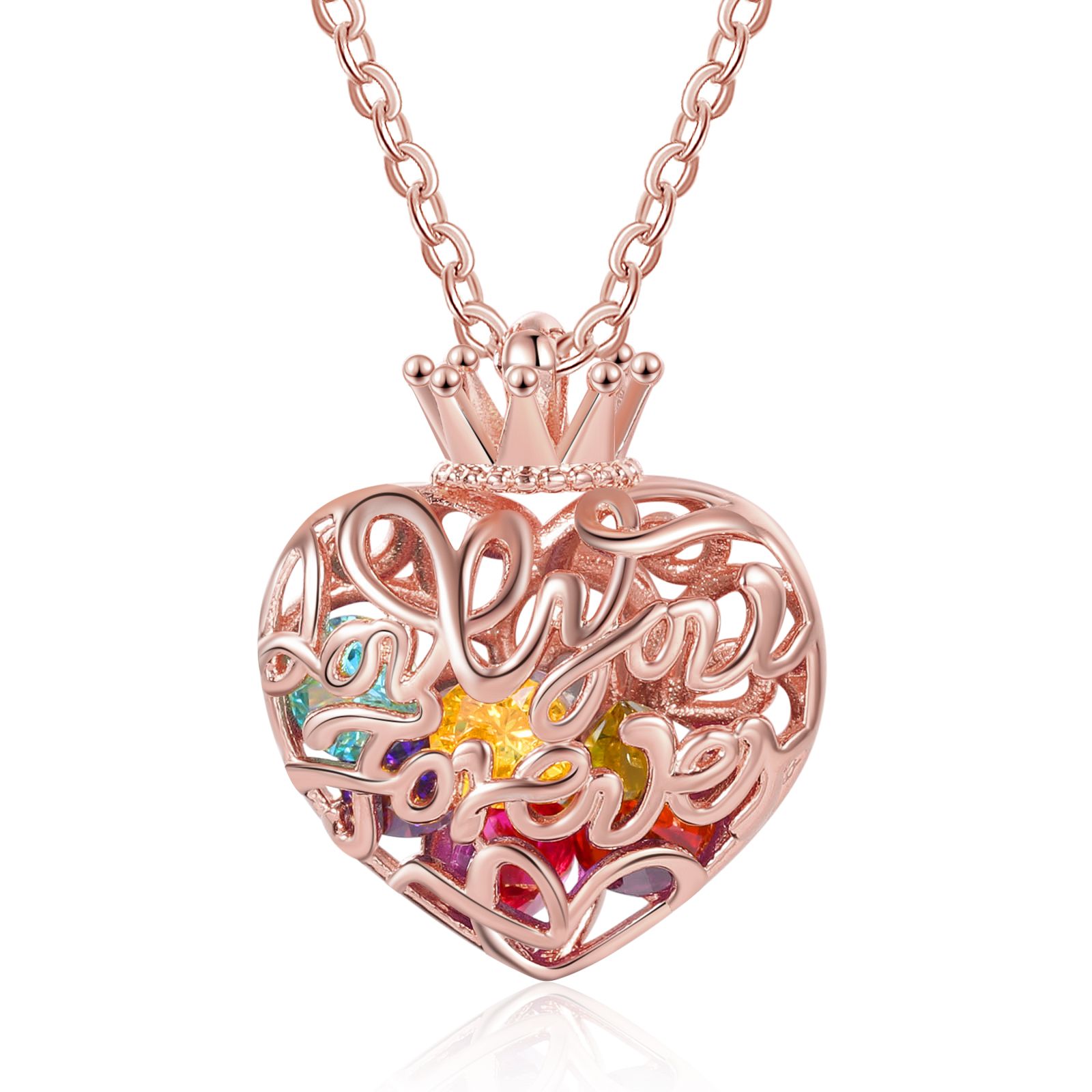 Personalised Tridimensional Birthstone-Heart Necklace-Jessemade AU
