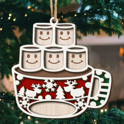 Christmas Family Ornament Custom 1 Name Coffee Cup Layered Wood Christmas Ornament-Jessemade AU