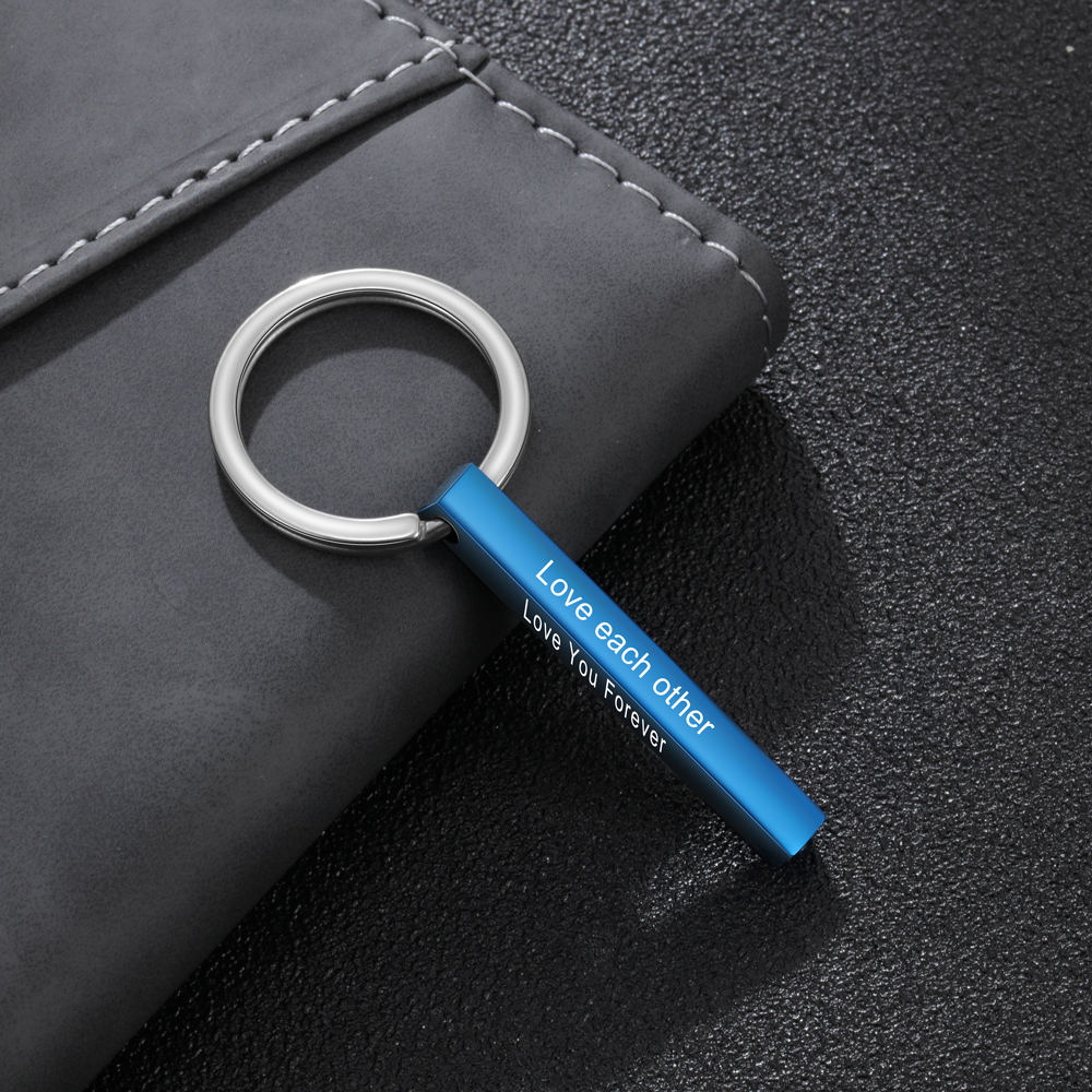 Personalised Stainless Steel Keychain Customised 4 Texts Keyring Gift for Him/Her-Jessemade AU